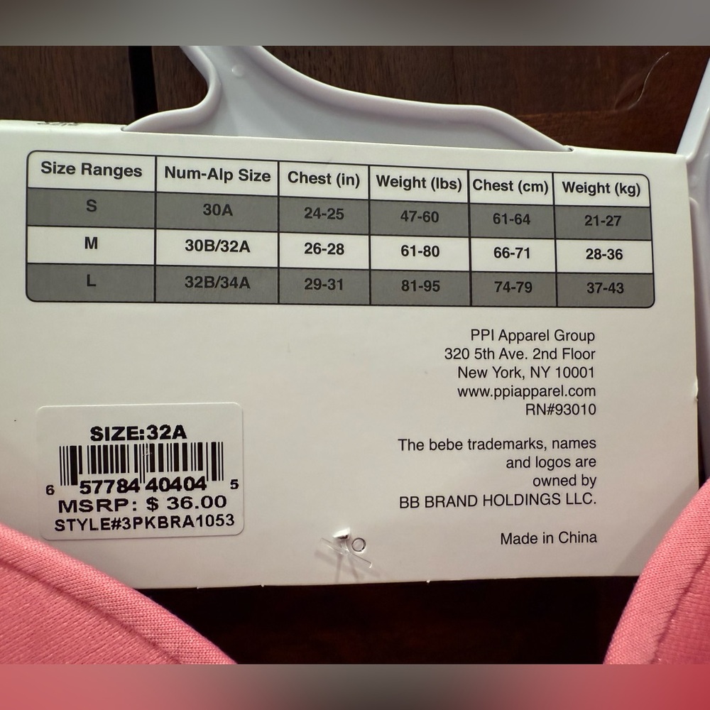 Bebe NWT Girls Sz 32A 3 Pack Pinks & Floral Slightly Padded Bras (I049) - Picture 5 of 9